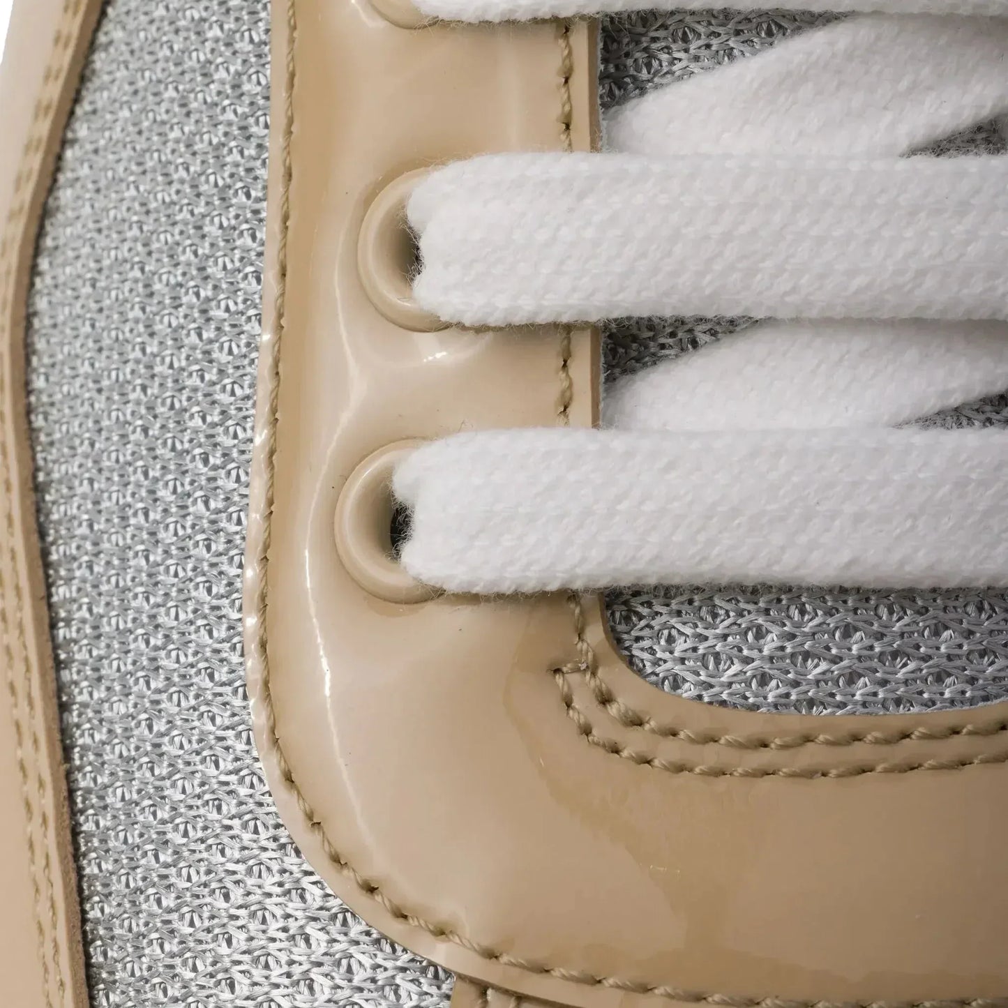 Prada Americas Cup Logo Patch Patent Beige Sneaker
