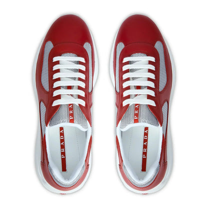 Prada Americas Cup Soft Rubber And Bike Fabric Red Silver Sneaker