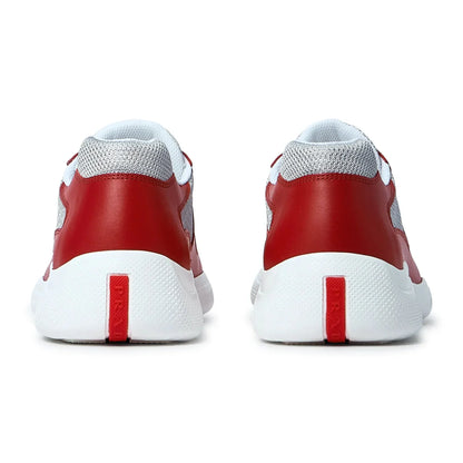 Prada Americas Cup Soft Rubber And Bike Fabric Red Silver Sneaker